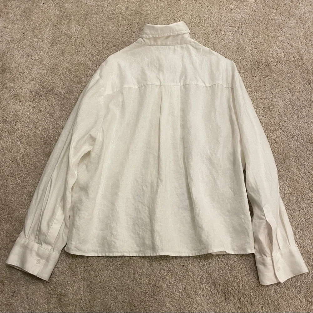 Reformation White Button-Down Linen Blend Shirt - Picture 5 of 10